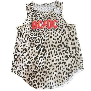Free People × AC/DC Leopard Graphic Tank Women’s S Studded Bolt Band Tank